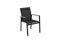 Brico Tuinstoelen-Central Park Tuinstoel Limoux Stapelbaar Textileen/Teakhout Antraciet