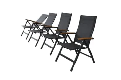 Brico Tuinstoelen-Central Park Tuinstoel Limoux Verstelbaar Textileen/Teakhout Antraciet