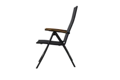 Brico Tuinstoelen-Central Park Tuinstoel Limoux Verstelbaar Textileen/Teakhout Antraciet
