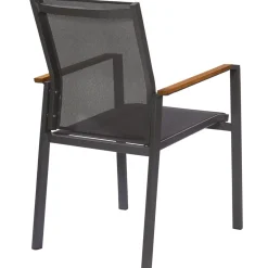 Brico Tuinstoelen-Central Park Tuinstoel Limoux Stapelbaar Antraciet Textileen/Teakhout
