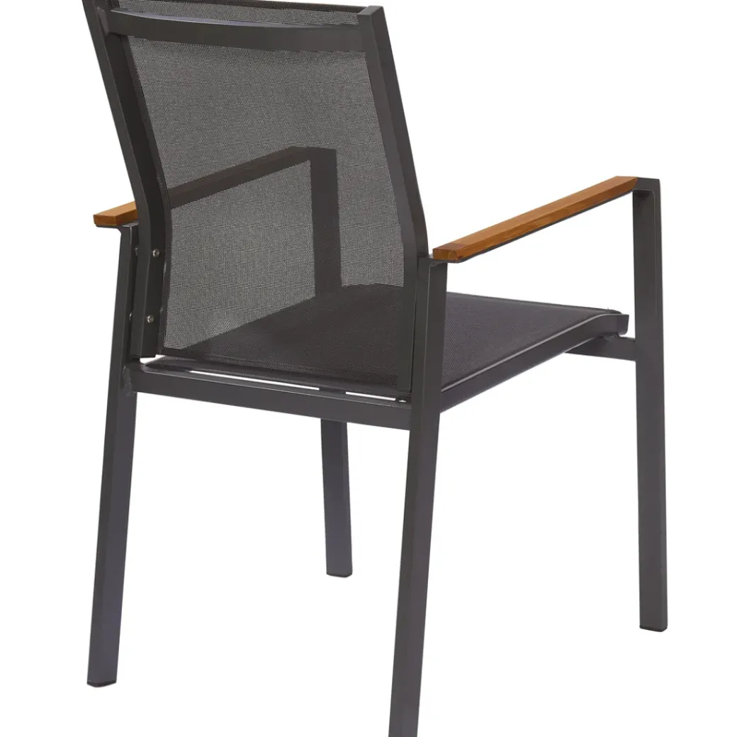 Brico Tuinstoelen-Central Park Tuinstoel Limoux Stapelbaar Antraciet Textileen/Teakhout