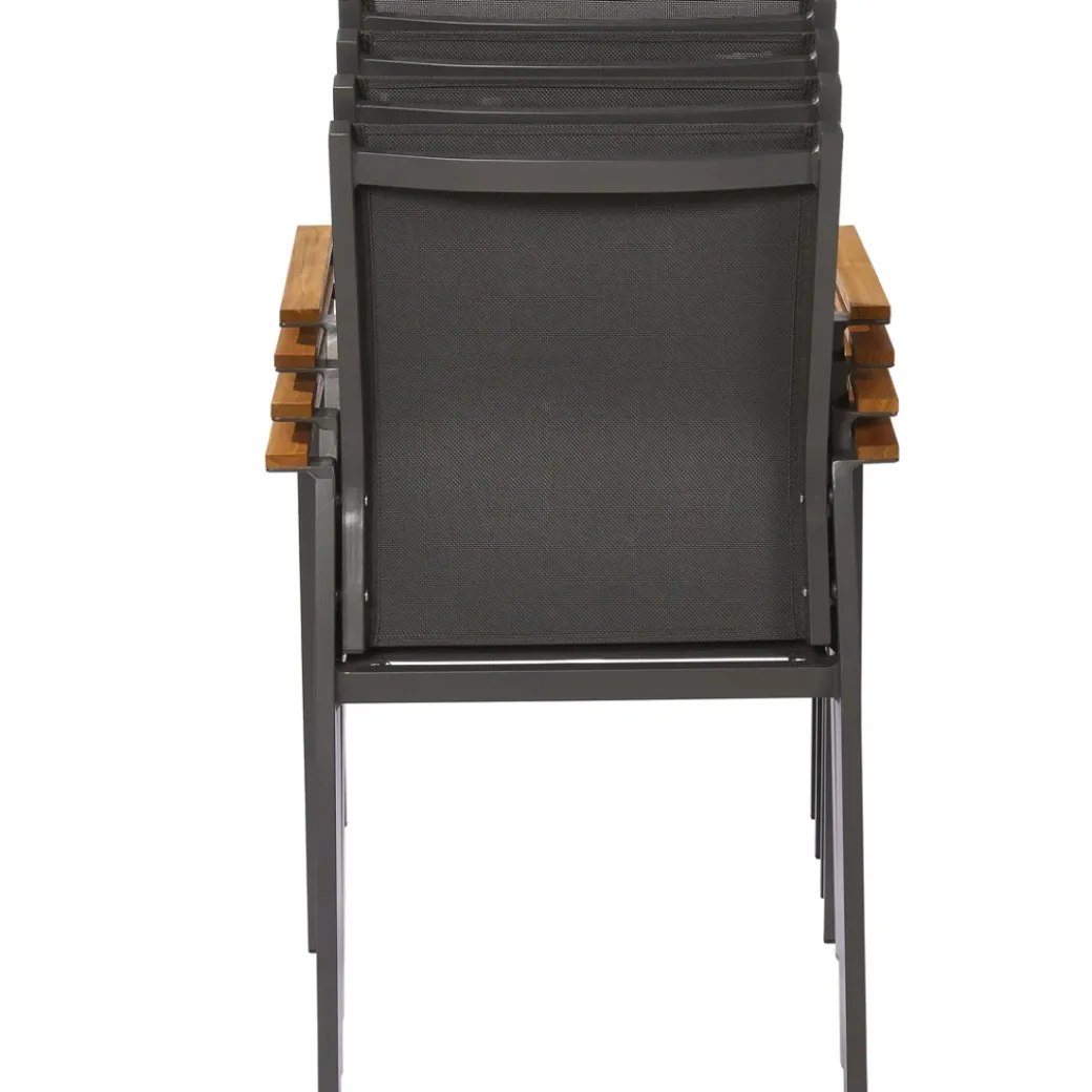 Brico Tuinstoelen-Central Park Tuinstoel Limoux Stapelbaar Antraciet Textileen/Teakhout