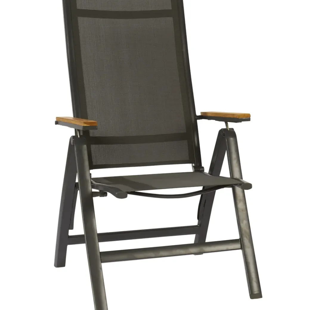 Brico Tuinstoelen-Central Park Tuinstoel Limoux Inklapbaar Aluminium/Textileen/Teakhout