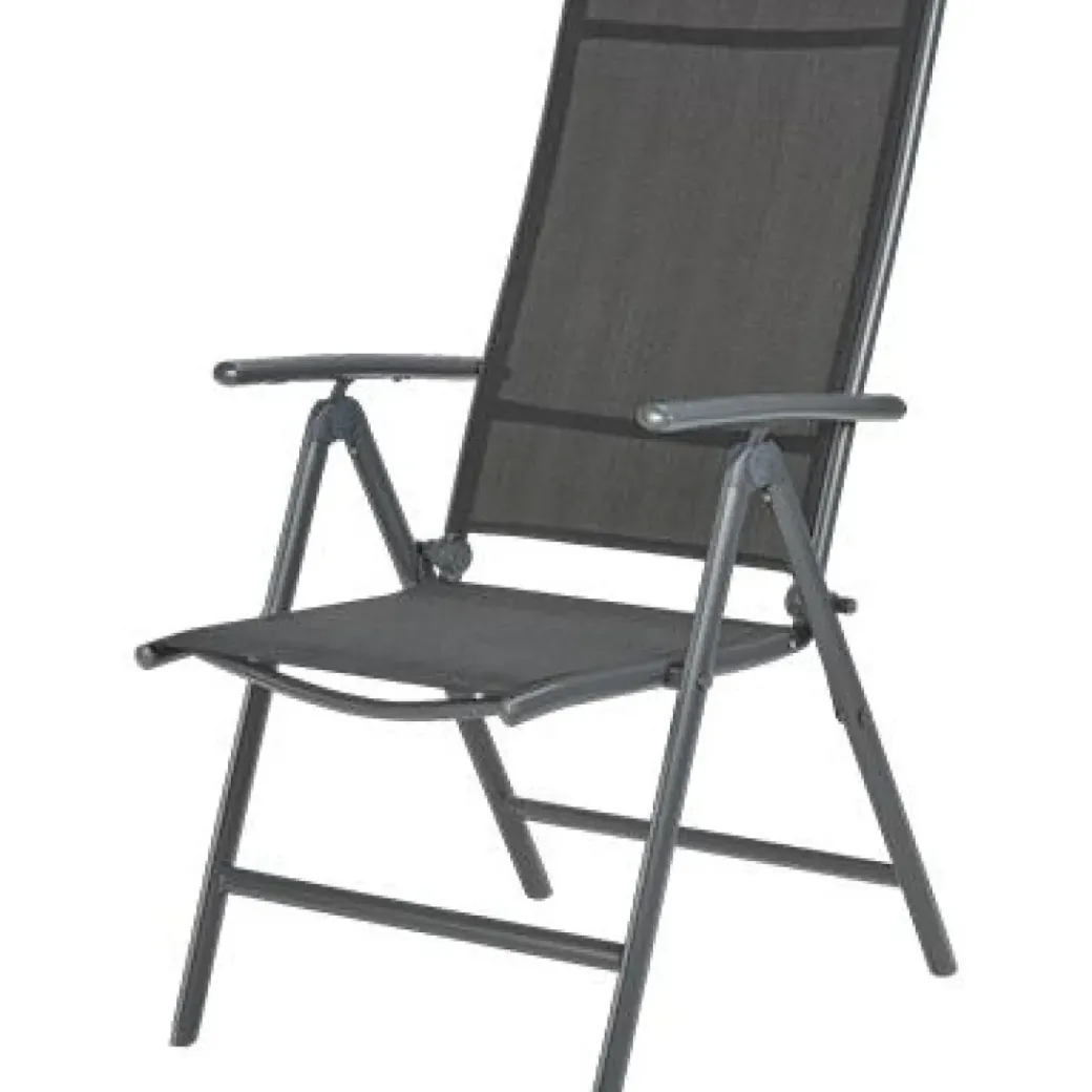 Brico Tuinstoelen-Central Park Tuinstoel Palma Verstelbaar Antraciet/Zwart