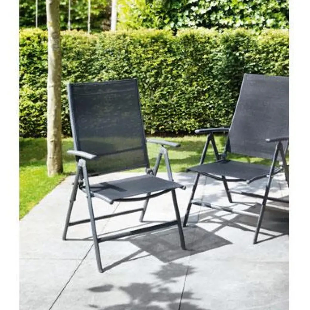 Brico Tuinstoelen-Central Park Tuinstoel Palma Verstelbaar Antraciet/Zwart