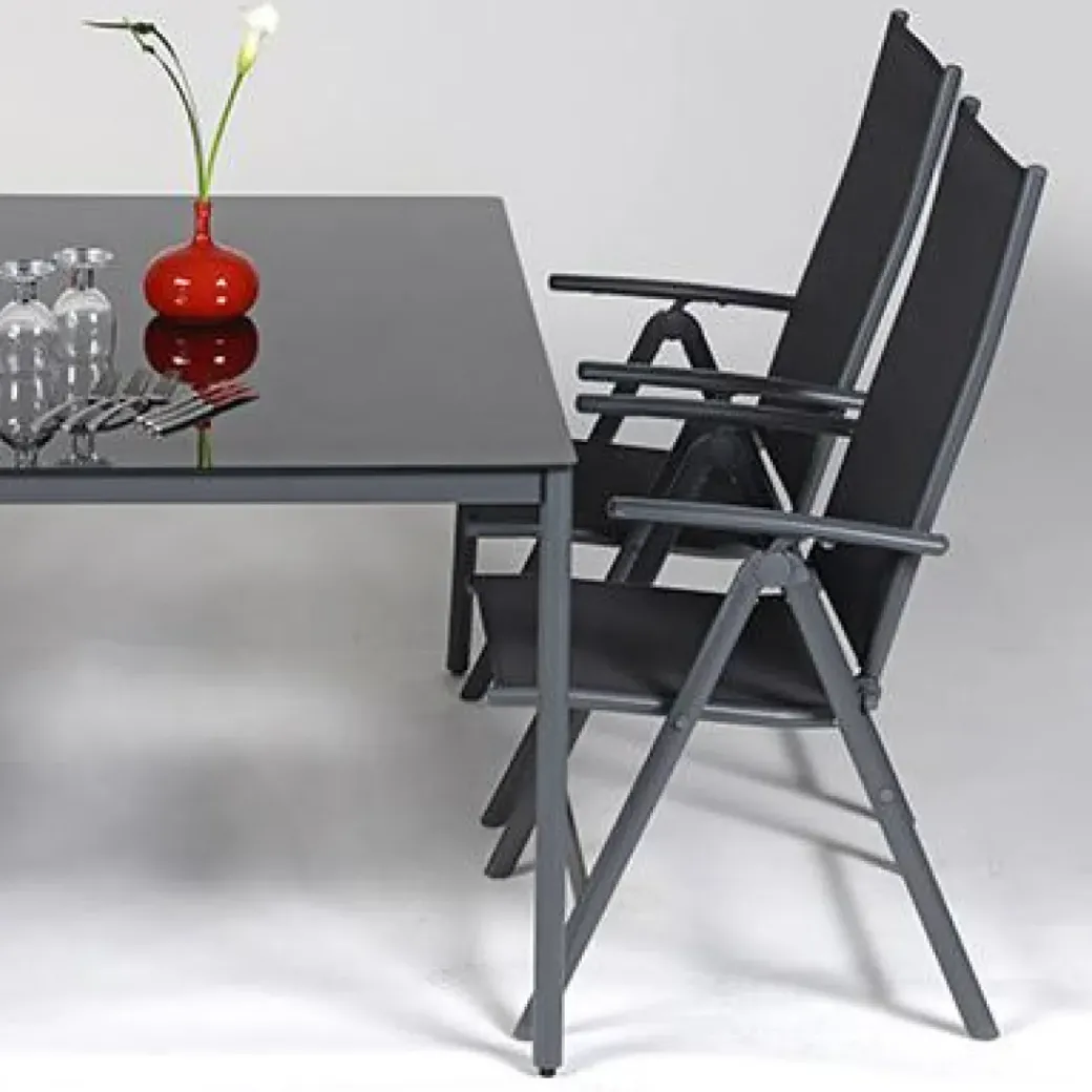 Brico Tuinstoelen-Central Park Tuinstoel Palma Verstelbaar Antraciet/Zwart