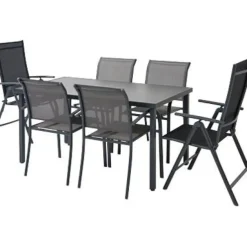 Brico Tuinstoelen-Central Park Tuinstoel Palma Verstelbaar Antraciet/Zwart
