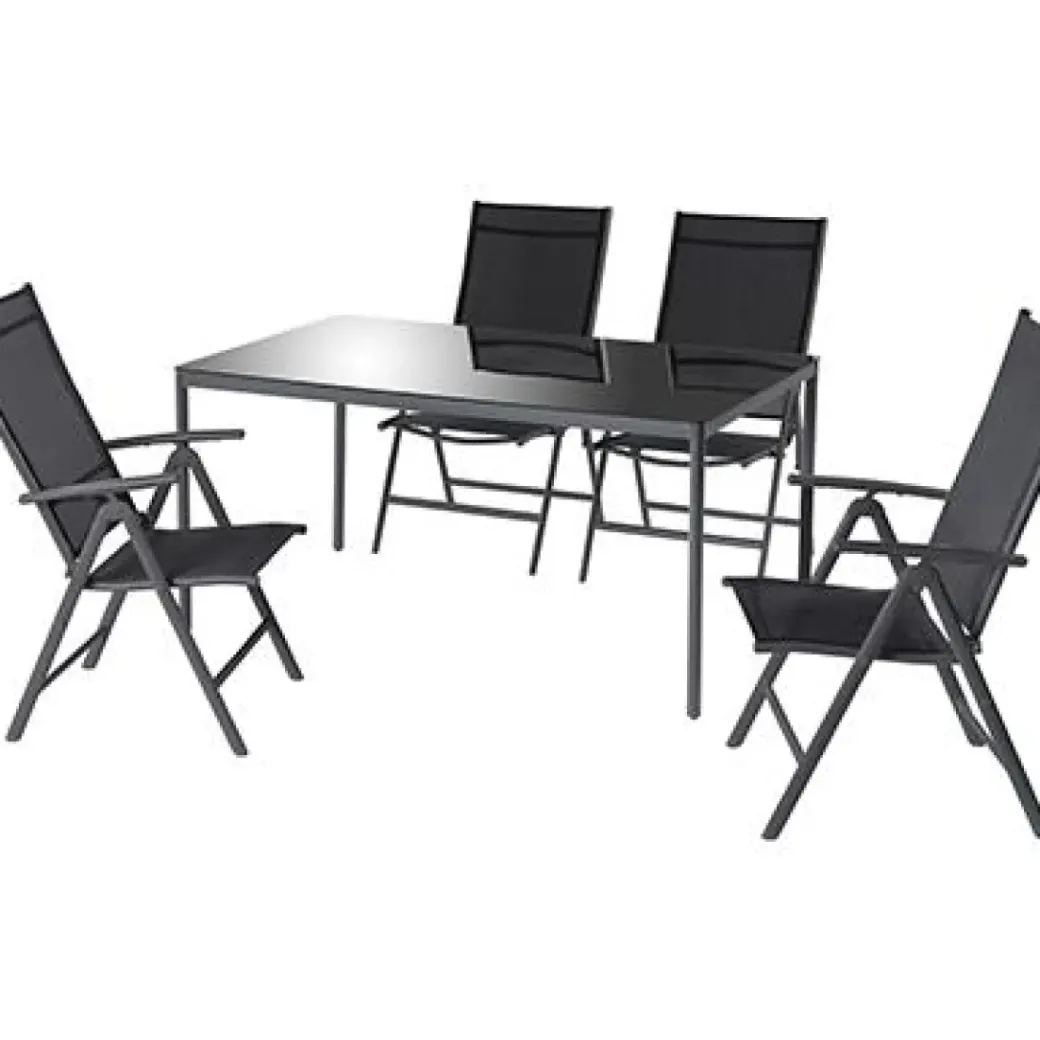 Brico Tuinstoelen-Central Park Tuinstoel Palma Verstelbaar Antraciet/Zwart