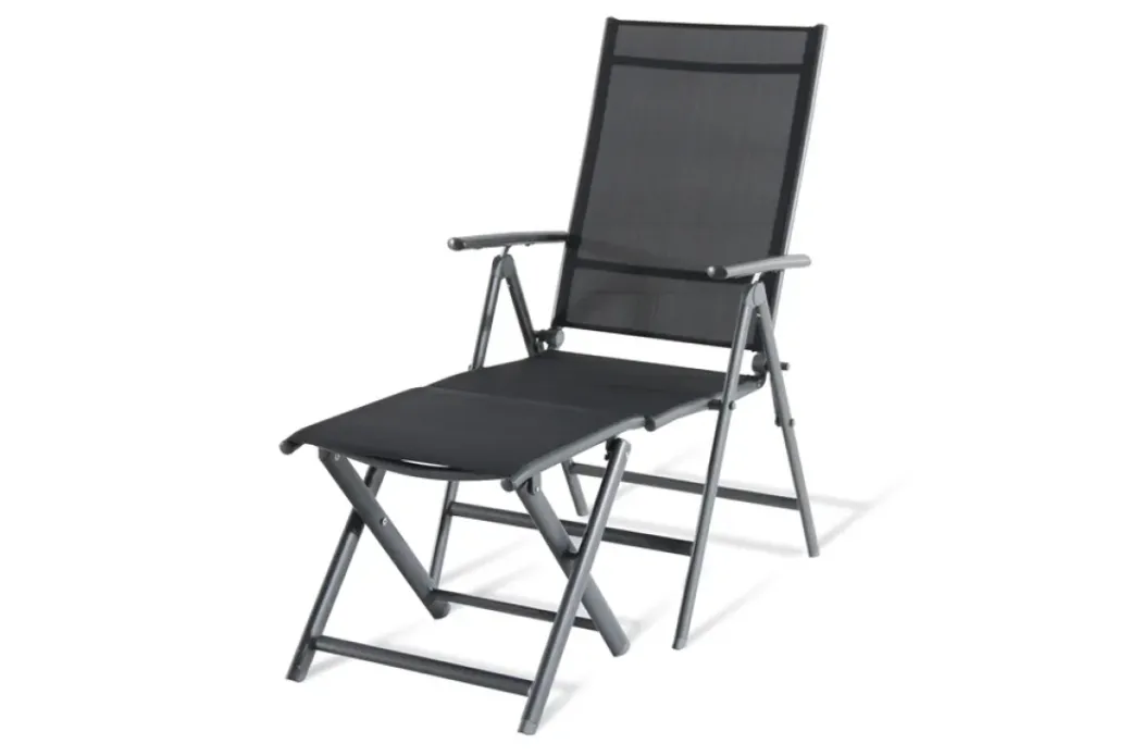 Brico Tuinstoelen-Central Park Tuinstoel Palma Verstelbaar Antraciet/Zwart