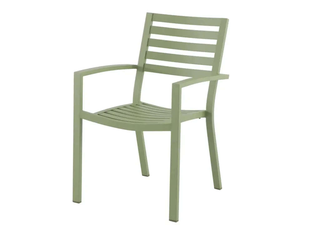 Brico Tuinstoelen-Central Park Tuinstoel Stapelbaar Aluminium Olijfgroen 61,5X57,5X85,5Cm