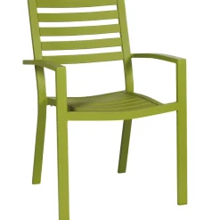 Brico Tuinstoelen-Central Park Tuinstoel Stapelbaar Aluminium Olijfgroen 61,5X57,5X85,5Cm