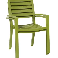 Brico Tuinstoelen-Central Park Tuinstoel Stapelbaar Aluminium Olijfgroen 61,5X57,5X85,5Cm