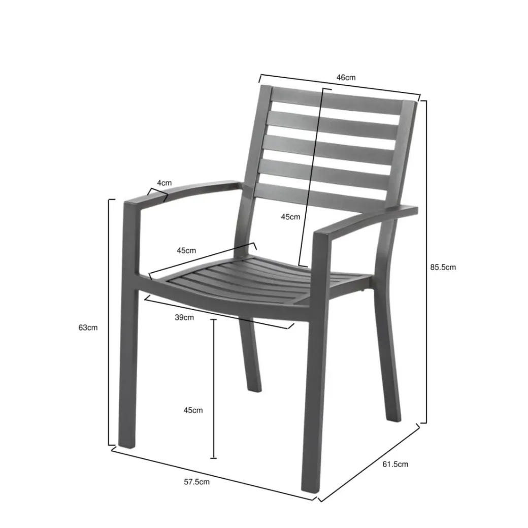 Brico Tuinstoelen-Central Park Tuinstoel Vina Aluminium Antraciet