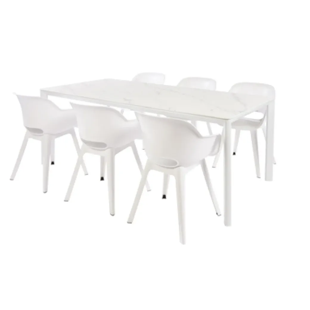 Brico Tuintafels-Central Park Tuintafel Ciotat Keramiek Glas/Aluminium Verstelbare Poten 205X100X75Cm