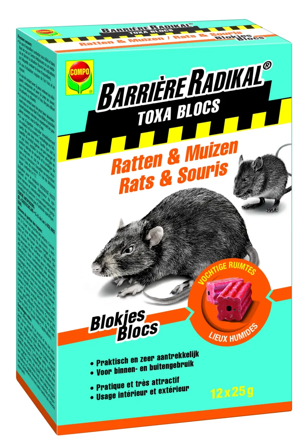 Brico Ongediertebestrijding-Compo Anti-Muizen En Ratten Blokjes Barriere Radikal Toxa 300G