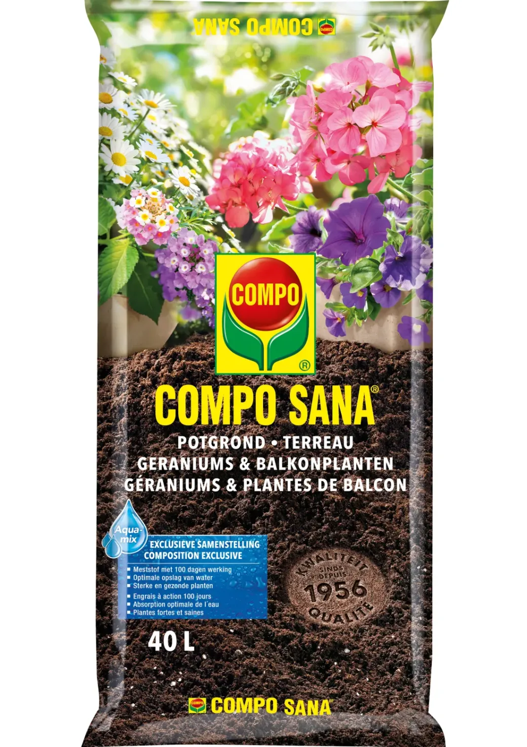 Brico Potgrond-Compo Sana Potgrond Geraniums & Balkonplanten 40L