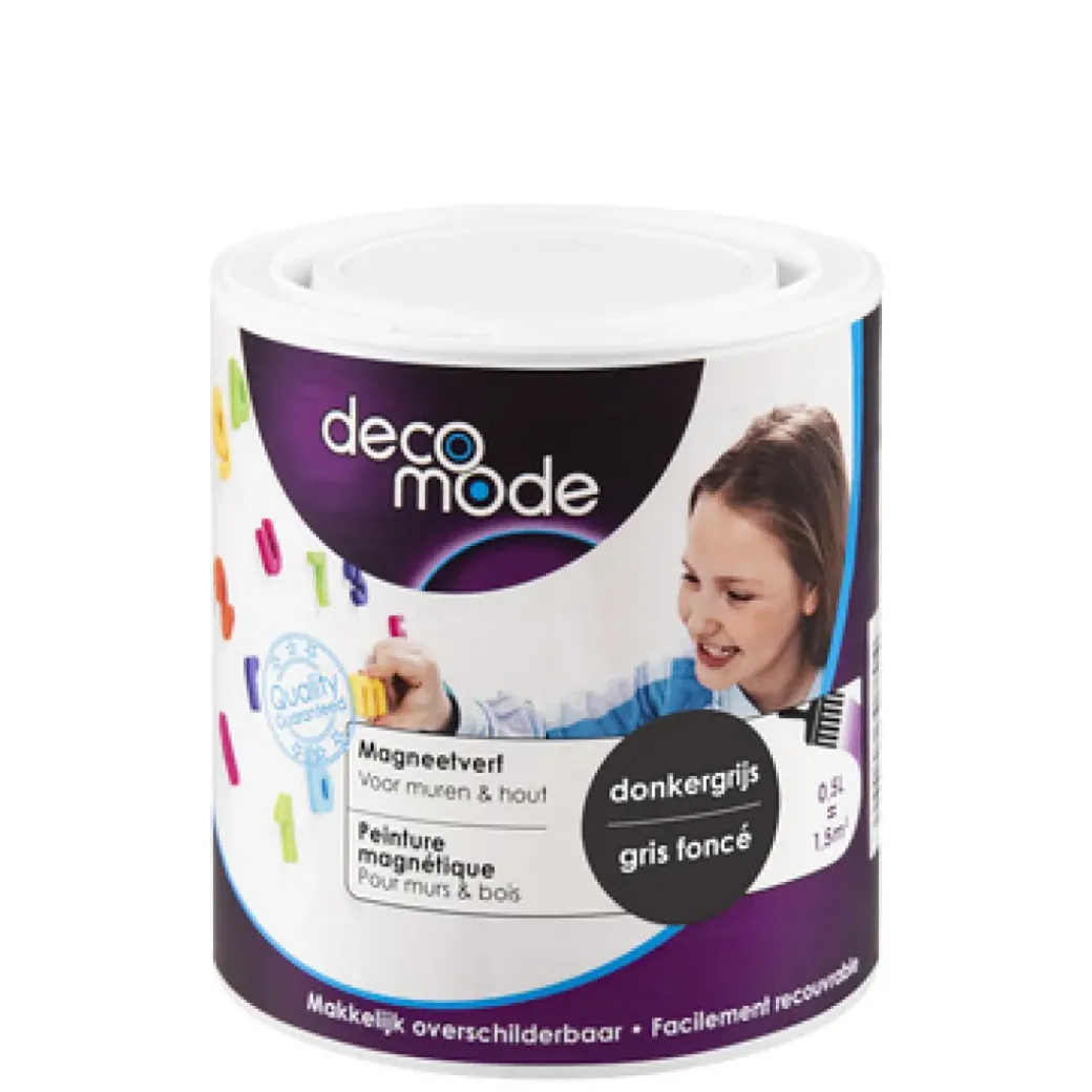 Brico Decoratieve Verf-Decomode Magneetverf Muur & Hout Donkergrijs Mat 500Ml