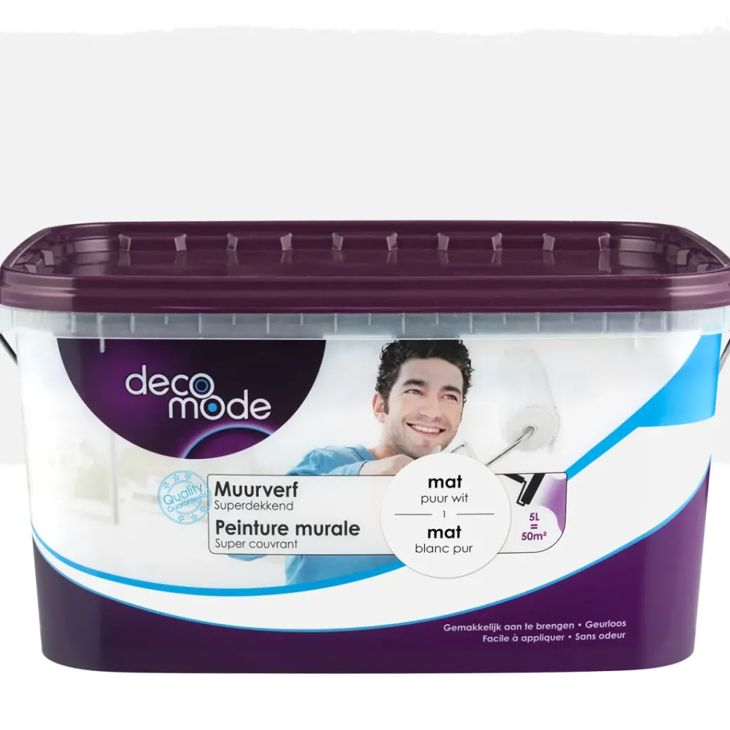 Brico Muurverf-Decomode Muurverf Superdekkend Mat Puur Wit 5L