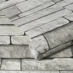 Brico Vliesbehang-Decomode Vliesbehang Stones Lichtgrijs