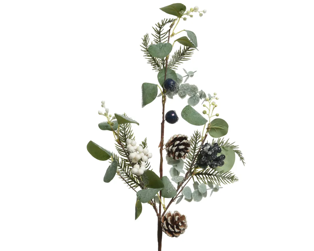 Decoris Bessen/Dennenappel/Blad Groen 80Cm|Brico Discount