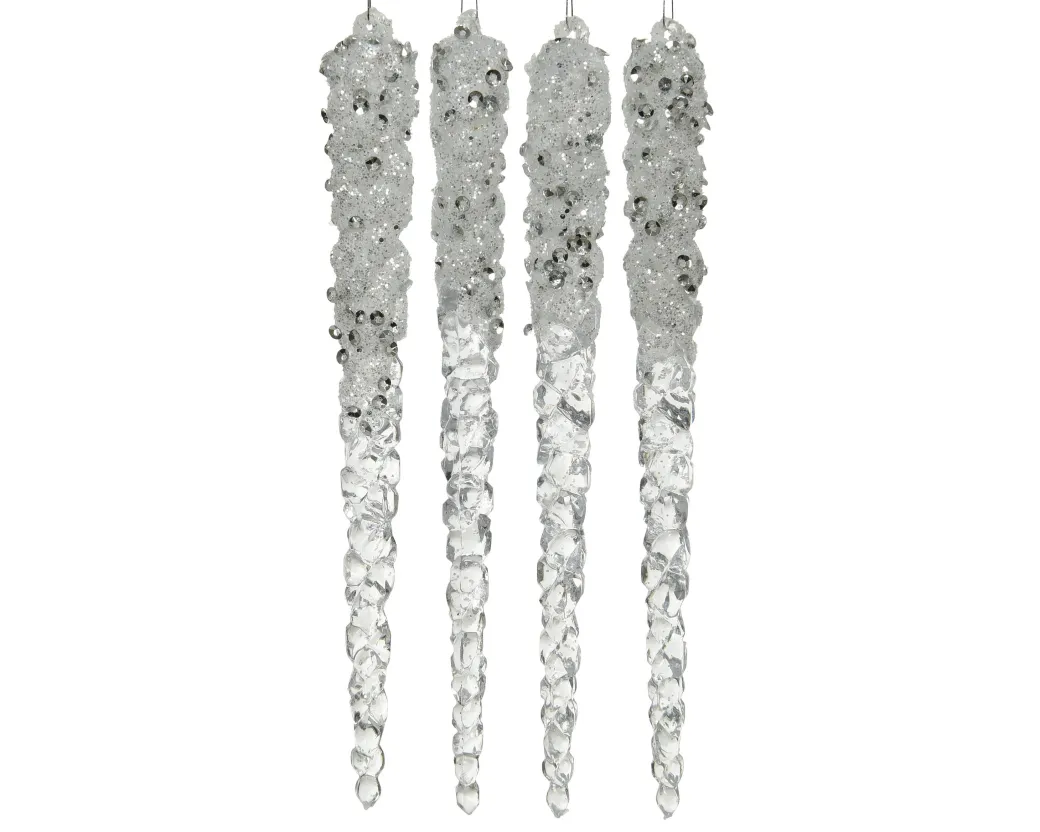 Decoris Ijspegel Zilvere Glitter 4St|Brico Online