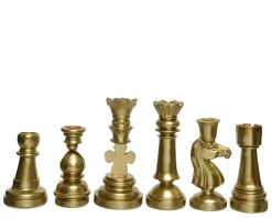 Decoris Kandelaar Schaak Polyresin Goud 24,5Cm|Brico