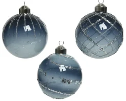 Decoris Kerstbal Blauw Transparant Glas O8Cm 1Stk|Brico Best