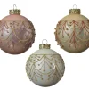 Decoris Kerstbal Glas Parel/Lichtroze/Wit O8Cm 1Stk|Brico Discount