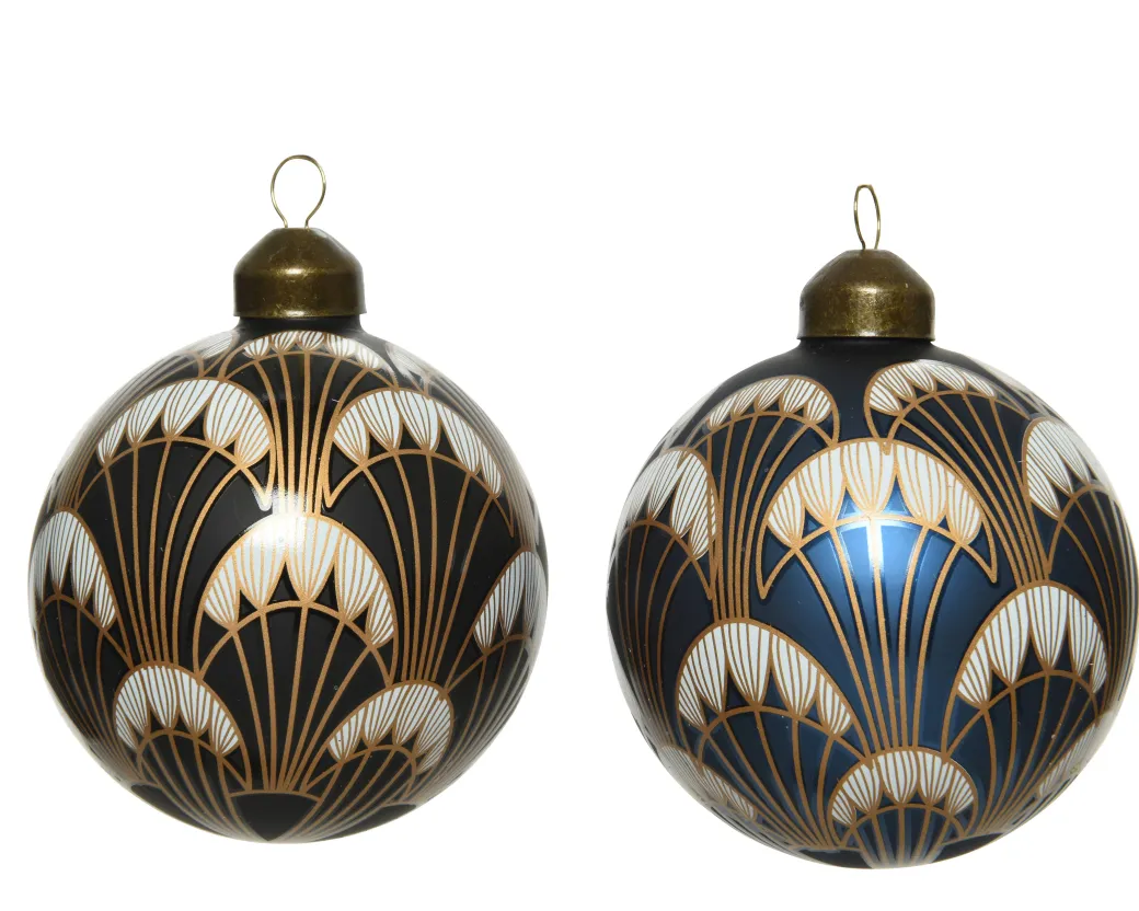 Decoris Kerstbal Glas Zwart/Blauw 1Stuks|Brico Hot