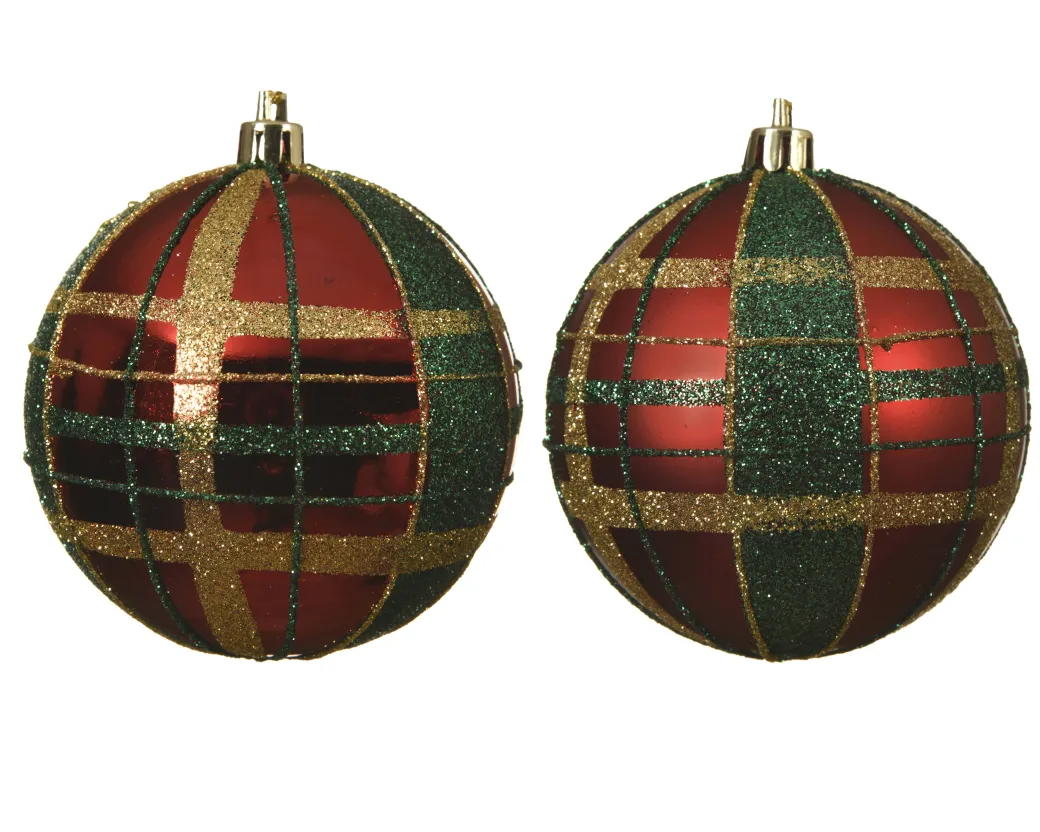 Decoris Kerstbal Ruitjespatroon 8Cm 1Stuk|Brico New