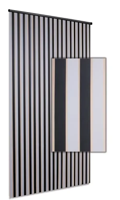 Brico Vliegendeuren-Degor Deurgordijn Linten Zwart/Wit 90X220Cm