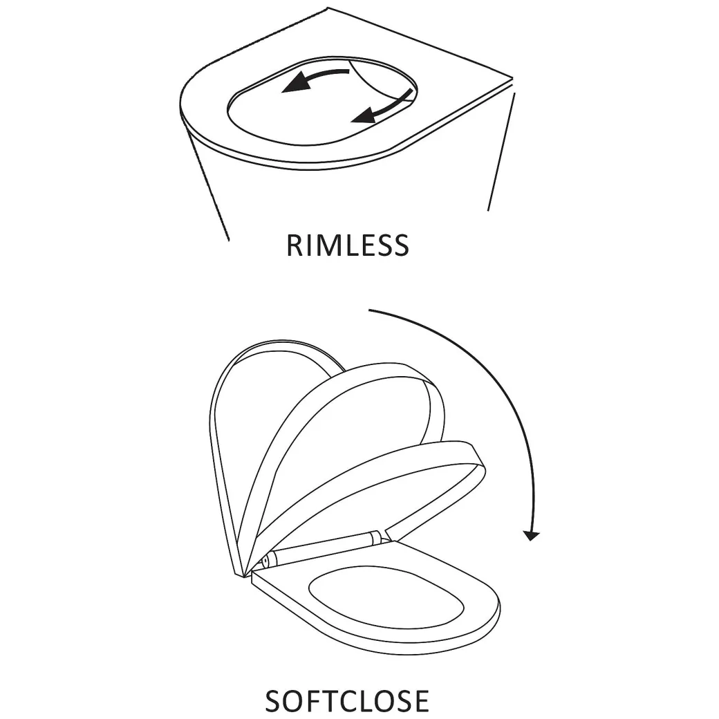 Differenz Hangtoilet Mat Zwart | Soft-Close & Quick Release Toiletzitting |Randloos Toiletpot|Brico Discount