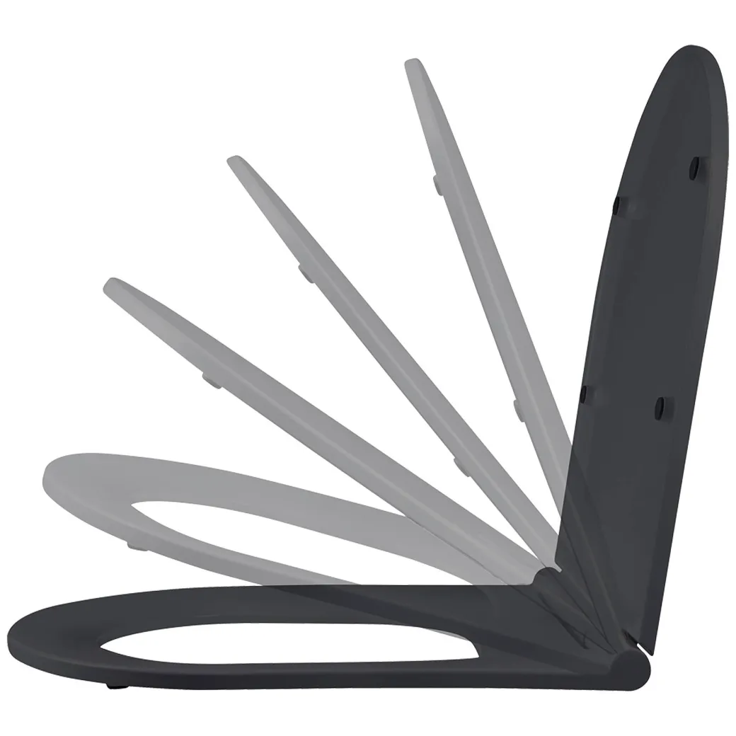 Differenz Hangtoilet Mat Zwart | Soft-Close & Quick Release Toiletzitting |Randloos Toiletpot|Brico Discount