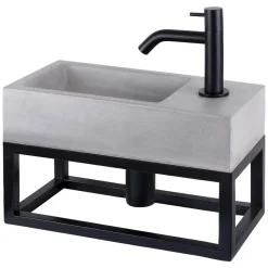 Differnz Fonteinset/Handdoekrek Jukon Beton Grijs/Zwart 38,5Cm|Brico New