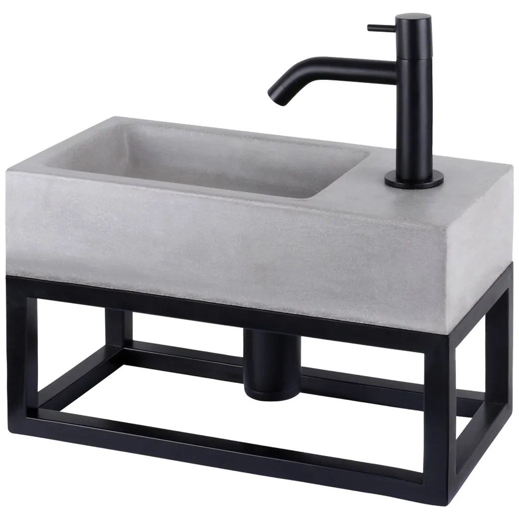 Differnz Fonteinset/Handdoekrek Jukon Beton Grijs/Zwart 38,5Cm|Brico New