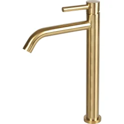 Differnz Wastafelkraan Koud/Warm Hoog Gebogen Goud|Brico New