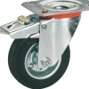 Brico Wielen-Dorner Helmer Zwenkwiel Rubber Zwart/Oranje + Rem 80Mm