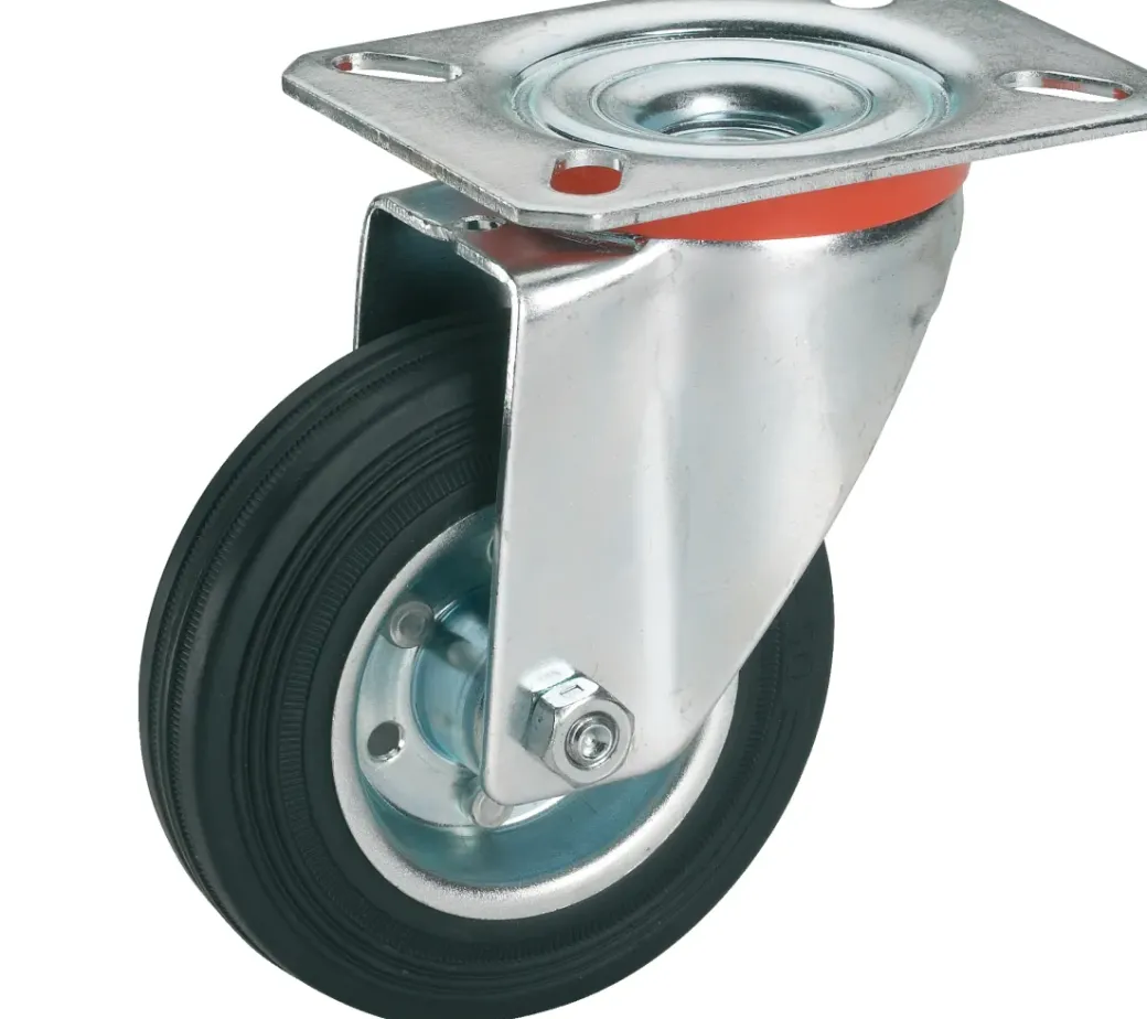 Brico Wielen-Dorner Helmer Zwenkwiel Rubber Zwart/Oranje 125Mm