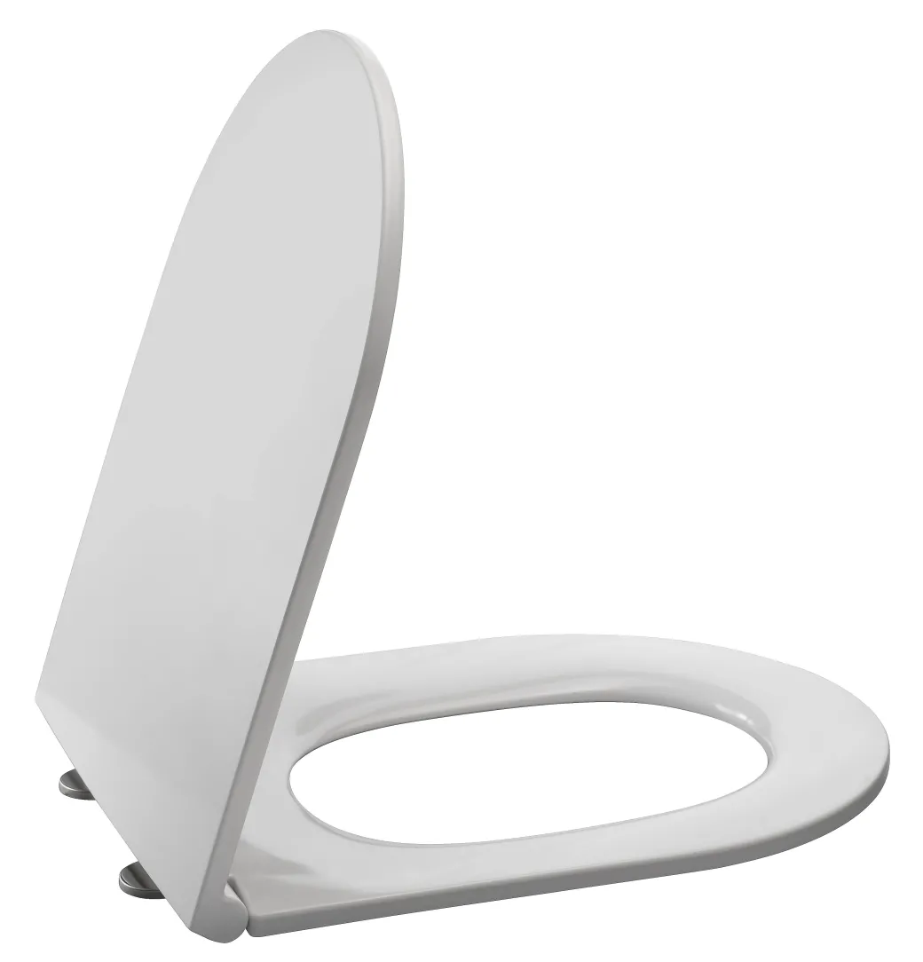 Duneo - Wc-Zitting In Thermohardende Kunststof - Inox Scharnieren - Afklikbaar Met 1 Knop - Soft Close Sluiting - Anti-Bacterieel - D-Vorm - Vorm Aangepast Aan Rechte Wc-Potten - Extra Plat Ontwerp|Brico Online