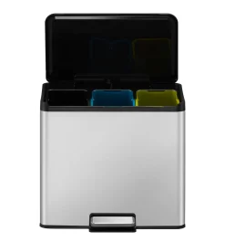 Eko Pedaalemmer Essential Met 3 Binnenemmers Voor Het Scheiden Van Afval Geborsteld Rvs 3X9L|Brico Outlet