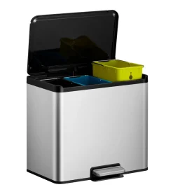 Eko Pedaalemmer Essential Met 3 Binnenemmers Voor Het Scheiden Van Afval Geborsteld Rvs 3X9L|Brico Outlet