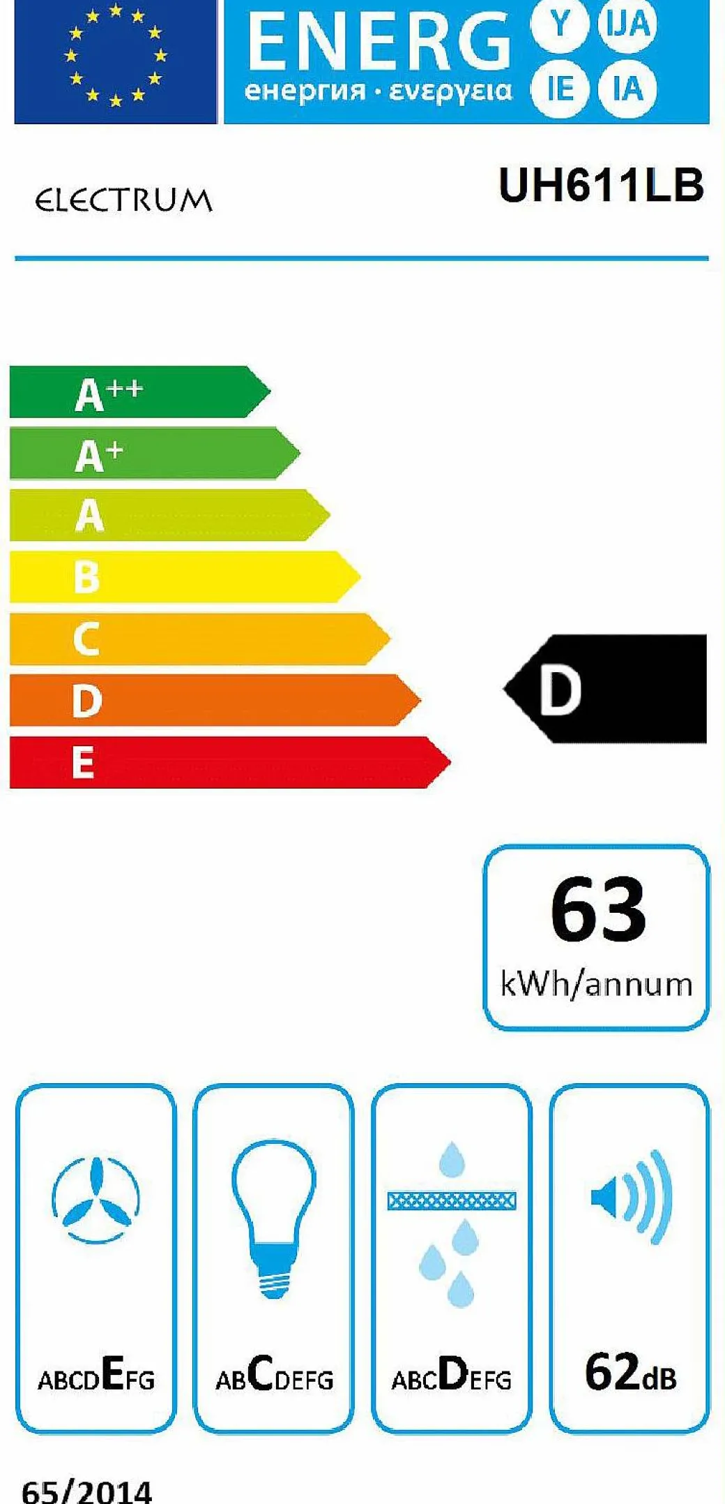 Electrum Onderbouw Afzuigkap Uh611Lb Zwart 60Cm|Brico Discount