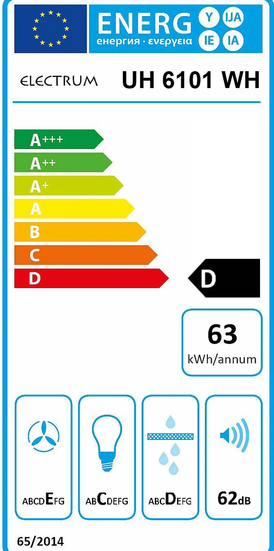 Electrum Onderbouw Afzuigkap Uh 6101 Wh Wit 60Cm|Brico Clearance