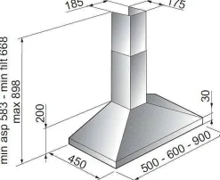 Electrum Schouwafzuigkap 90Cm Ch912Lbm Zwart|Brico Sale