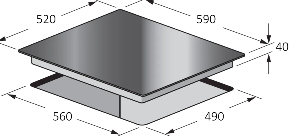 Electrum Vitrokookplaat Pa6040Vtc Zwart|Brico New