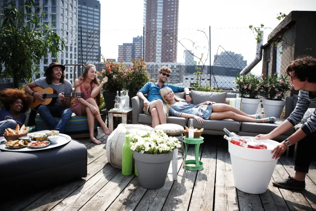 Brico Plantenpotten En -Bakken-Elho Bloempot Loft Urban Rond Wielen O40Cm Antraciet