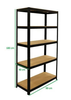 Erro Stellingkast Met 5 Planken - Zwart - 90Cm|Brico Outlet