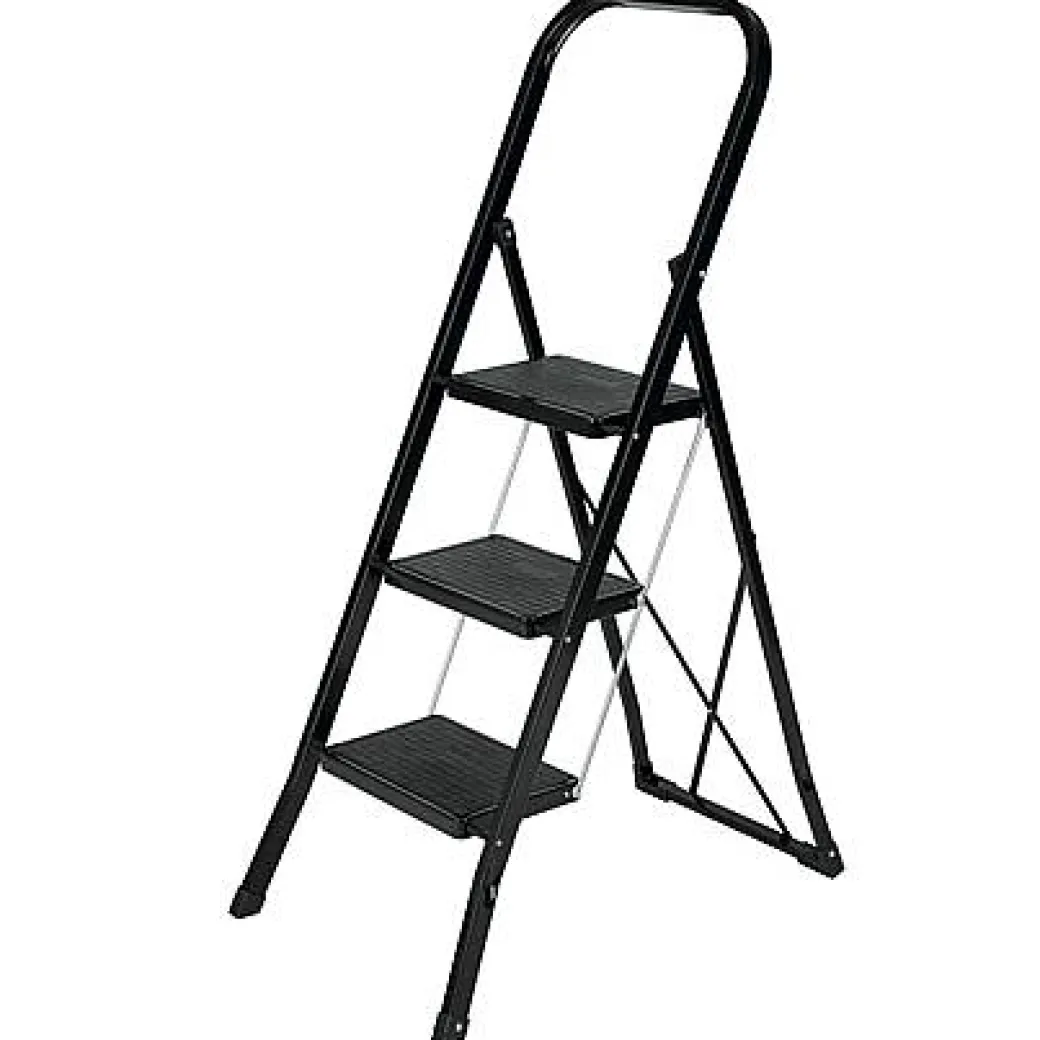 Escalo Huishoudladder Escalo 'Color Step' Gelakt Zwart Staal 3 Treden|Brico