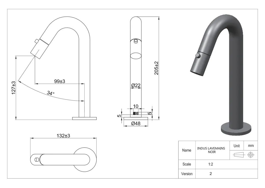 Essebagno Fonteinkraan Indus Zwart|Brico Outlet