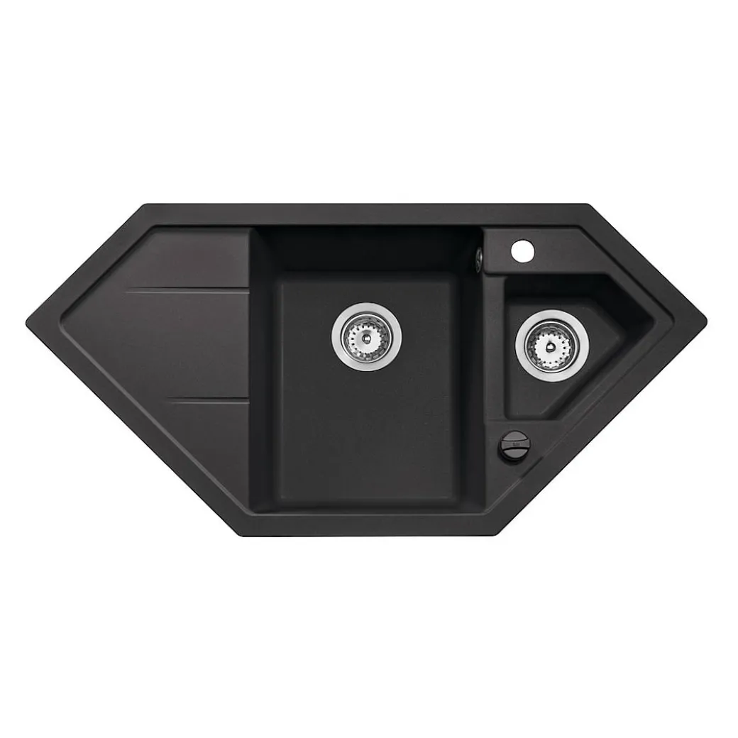 Essebagno Hoekspoelbak Astral Zwart 1,5 Bak 100X50Cm|Brico Best
